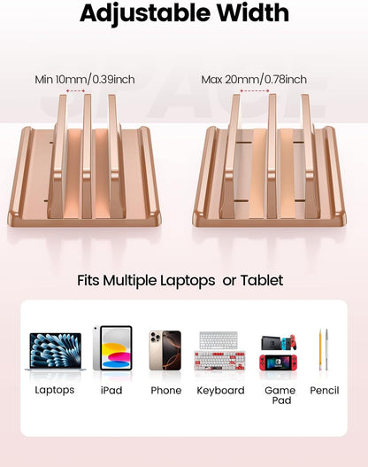 Vaydeer Vertical Laptop Stand for Desk,Dual Slots Plastic Laptop Holder with Space Saving 4-in-1 Design,Adjustable Laptop Organizer Storage Supports for MacBook,Mac,HP,Dell,Microsoft Surface,Lenovo