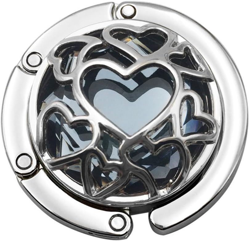 Multiple Hearts Style Premium Foldable Handbag Bag Purse Hanger Table Hook Holder (Gray)