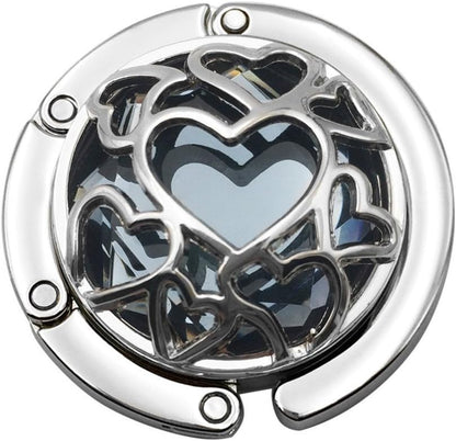 Multiple Hearts Style Premium Foldable Handbag Bag Purse Hanger Table Hook Holder (Gray)