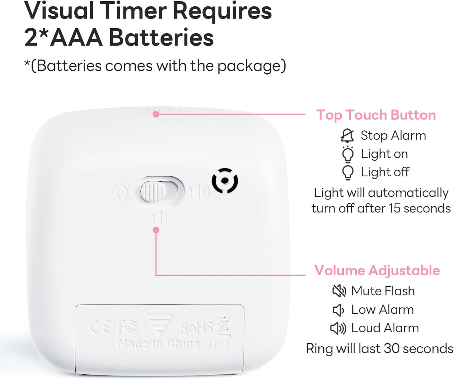 Yunbaoit Visual Timer with Night Light, 60-Minute Countdown Timer for Kids and Adults, Silent Classroom Timer, Time Management Tool for Home, School, or Work (Light Blue)