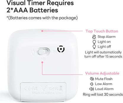 Yunbaoit Visual Timer with Night Light, 60-Minute Countdown Timer for Kids and Adults, Silent Classroom Timer, Time Management Tool for Home, School, or Work (Light Blue)