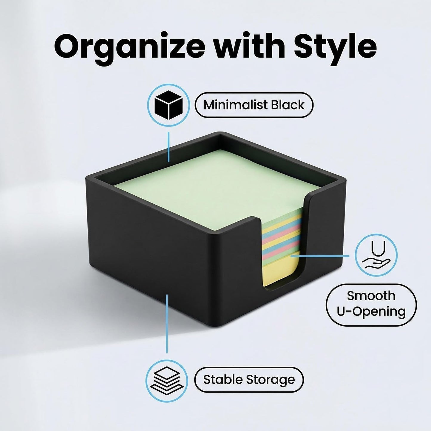 Silicone Sticky Note Holder for Desk - Modern 3x3 Inch Memo Pad Dispenser Post Note Holder, Minimalist Desk Storage Organizer for Office, Home, and School, White