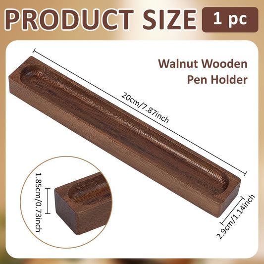 BENECREAT Walnut Pen Tray, Minimalist Wood Pen Holder, Pen Storage Tray for Office Desk Organizer Writing Accessories Gift Home Bedroom Decoration 7.87x1.14inch