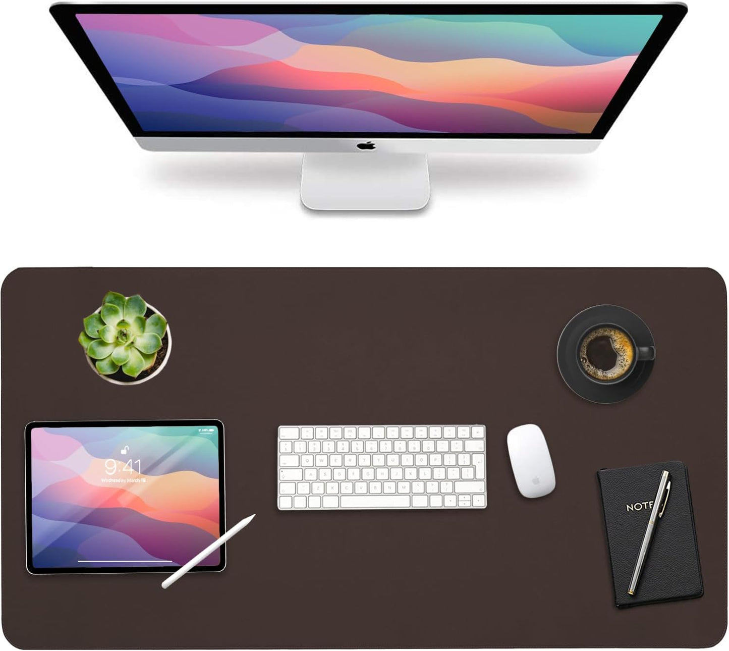 Vine Creations Leather Desk Mat 24" x 17", Desk Protector, PU Leather Desk Pad, Non Slip Small Desk Pad Mat, Desk Blotter, Desk Pads on Top of Desks, Home or Office Small Desk Mat (Black)