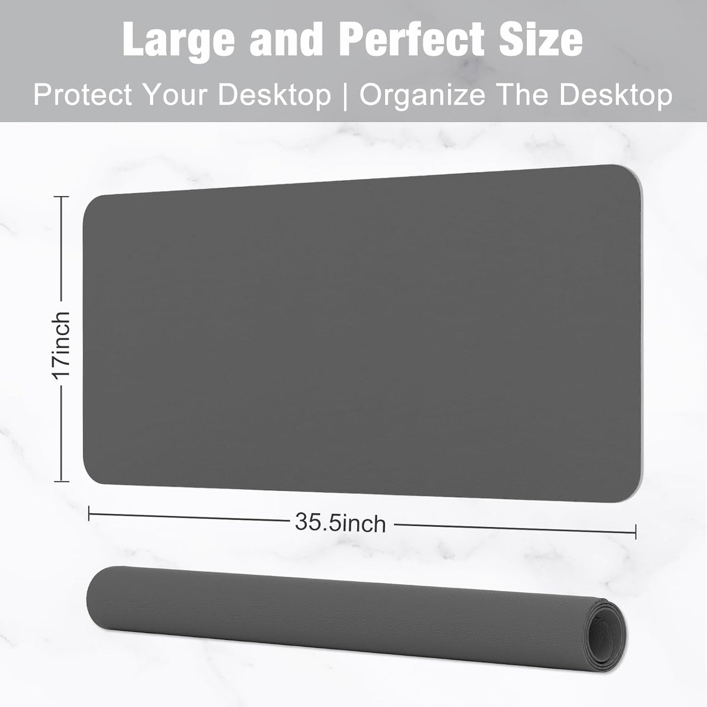 Hsurbtra Desk Pad, 23.6" x 13.8" PU Leather Desk Mat, M Extended Mouse Pad, Waterproof Desktop Blotter Protector, Non-Slip Ultra Thin Small Laptop Keyboard Writing Mat for Office Home, Pink