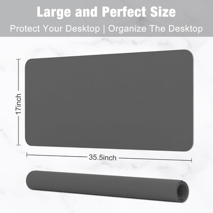 Hsurbtra Desk Pad, 23.6" x 13.8" PU Leather Desk Mat, M Extended Mouse Pad, Waterproof Desktop Blotter Protector, Non-Slip Ultra Thin Small Laptop Keyboard Writing Mat for Office Home, Pink