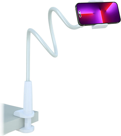 MAGIPEA Gooseneck Phone Holder for Bed, Flexible Overhead Cell Phone Mount for Desk, Hands-Free Viewing Clamp Stand Compatible with iPhone 17 16 15 Pro Max and 3.5-7" Devices