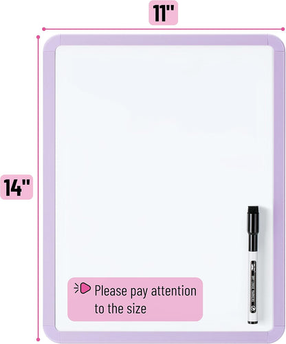 Mr. Pen- Dry Erase Board, 14” x 11” with a Black Dry Erase Marker, White Frame, Small Mini White Board for Students, Fridge, Wall, Locker, Includes Double Sided Tapes