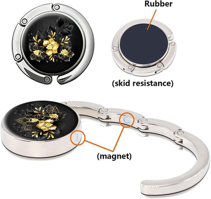 Foldable Purse Hook for Table, Purse Hanger for Table, Desk Bag Hook, Desk Purse Hook, Purse Holder for Table - Compact Portable Multi-Use Design, Aluminum Alloy Handbag Hanger, 3 Pcs (Style A)