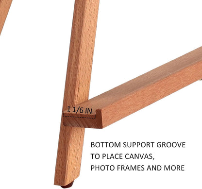 Falling in Art Beechwood 25" Tabletop Easel Display Stand for Painting - Holding Canvas Up to 22 1/2 Inches High, A-Frame Artist Tripod with Rubber Feet, Portable Photo and Sign Holder