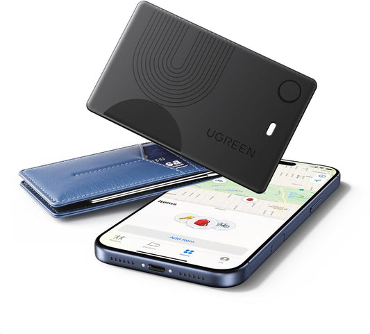 UGREEN FineTrack Slim Wallet Tracker Card (iOS Only), Bluetooth Air Tracker Tags Compatible with Apple Find My, Smart Tags for Wallet,Luggage, 7 Years Staying Power [Apple MFi Certified]