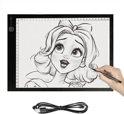 AIAURORA A4 LED Copy Board Light Tracing Drawing Board, Ultra-Thin Adjustable USB Power Art Craft LED Trace Light Pad for Tattoo Drawing, Diamond Painting, Streaming, Animation, Stenciling (A4)