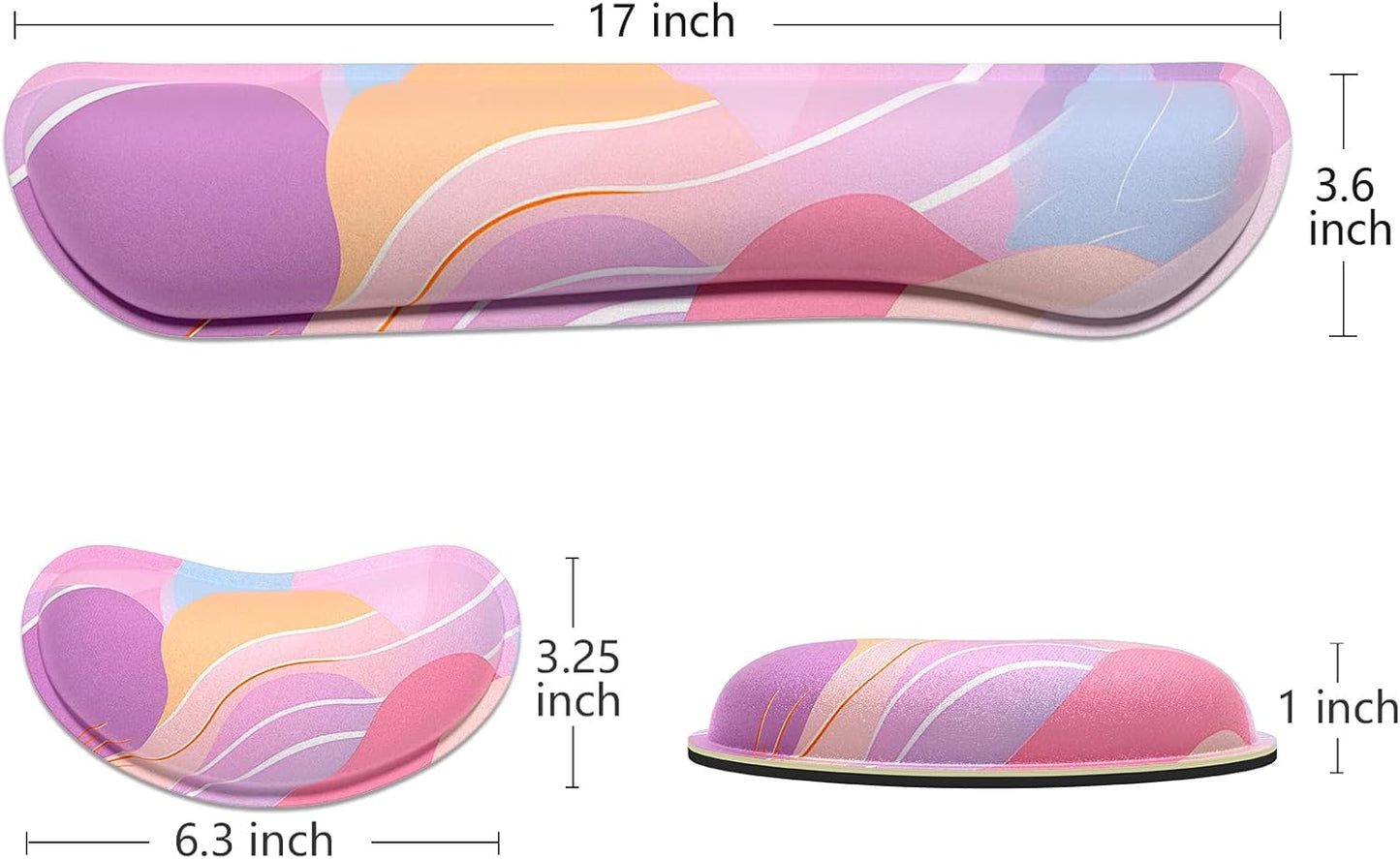 Dapesuom Enlarge Keyboard Wrist Rest, Memory Foam Wrist Cushion for Desk Mat Support, Cute Pain Relief Keyboard Mouse Pad Rests Set with Non-Slip Base for Gaming Laptop Office Computer, Elegant Flower