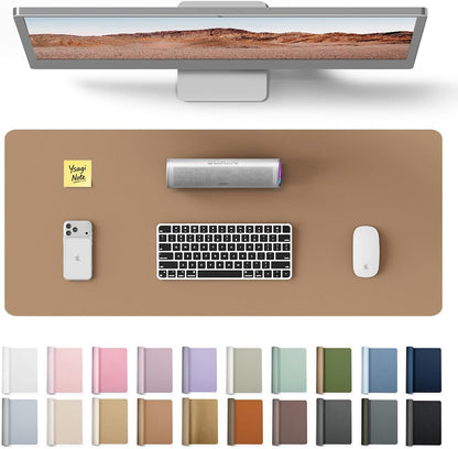 YSAGi Large Extended PU Leather Desk Pad Protector – Non-Slip Waterproof Desk Mat for Office & Home, Easy Clean Mouse Pad & Laptop Writing Blotter 35.4"x17" Black - Colors B