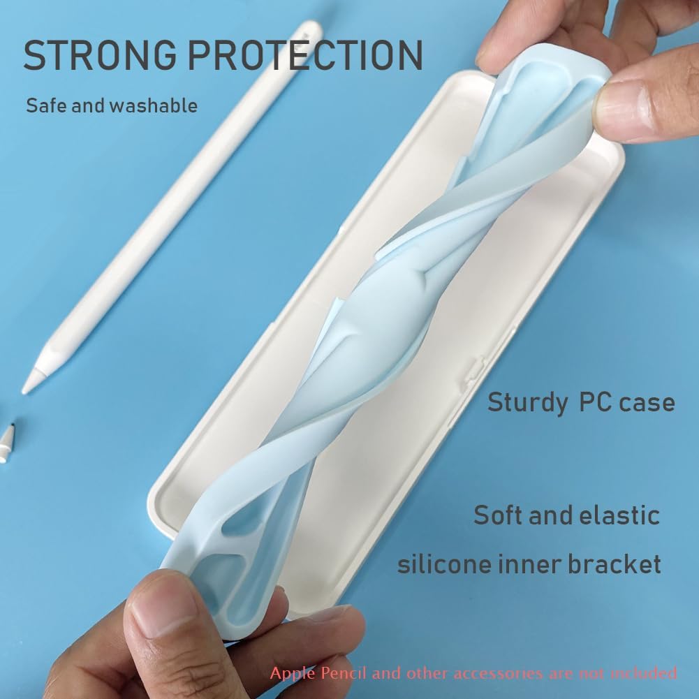 SIXFU Case for Apple Pencil, Storage Case Design for Apple Pen 2nd/ 1st, iPad Pencil Accessories Charging Cable Case for Stylus Pen(White+Pink)