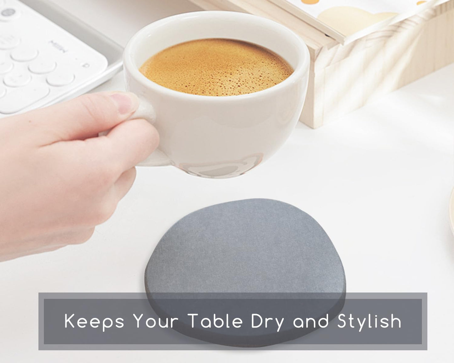 Diatomaceous Earth Coasters,3.9"x3.9", Quick-Dry, Absorbent, Heat-Resistant, Modern Stone Design, Dark Gray, Irregular Shape (2, Grey)