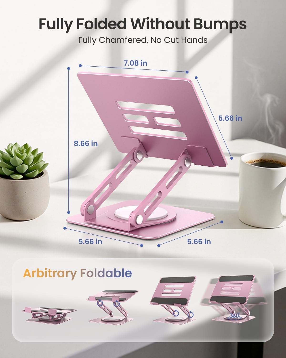 LOXP Adjustable Tablet Stand, 360 Rotating iPad Stand with Heavy-Duty Base, Tablet Holder Compatible with 4.7-16.9" Device, iPad Pro Air Mini, Kindle, Surface Tablet, Portable Monitors - Black