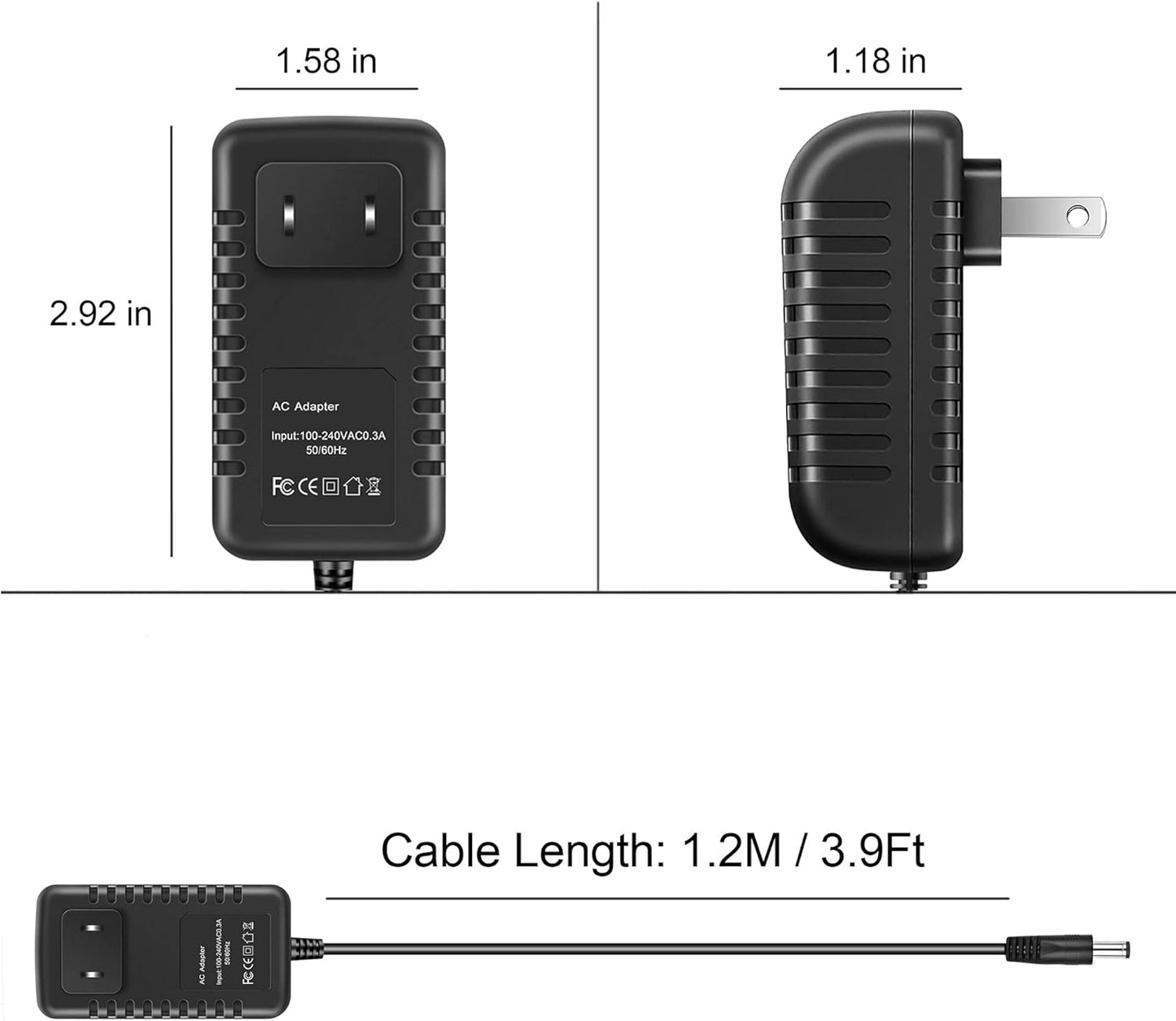 12V AC/DC Adapter Compatible with Huion A2 Super Thin, A3 Tatoo Tracing Light Table, A4 Artcraft Tracing Light Pad LED Light Box 12VDC Power Supply Cord Wall Home Battery Charger Mains PSU