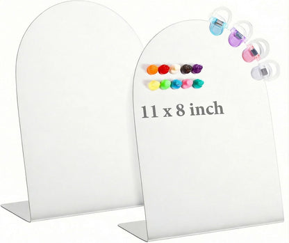 2 Pack Purple Magnetic Display Board, 11 × 8" Metal Desktop Magnet Bulletin Board, Anti-Slip Arch Memo Message Photo Display Board for Organized Space at Home, Office, Dorm, Store Table