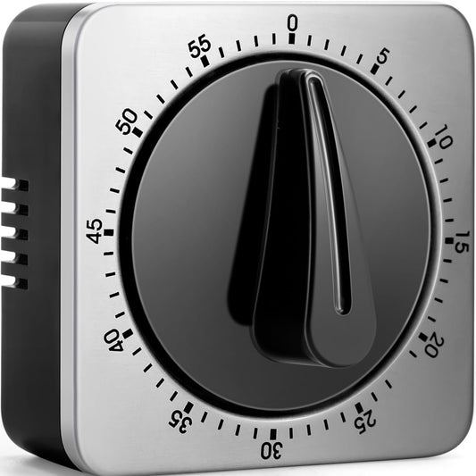 Kitchen Timers for Cooking, Chef Cooking Timer Clock with Loud Alarm,100% Mechanical Desk Timer - No Batteries Required - Magnetic Backing, Exquisite Stainless Steel Body - Countdown Reminder Magnetic