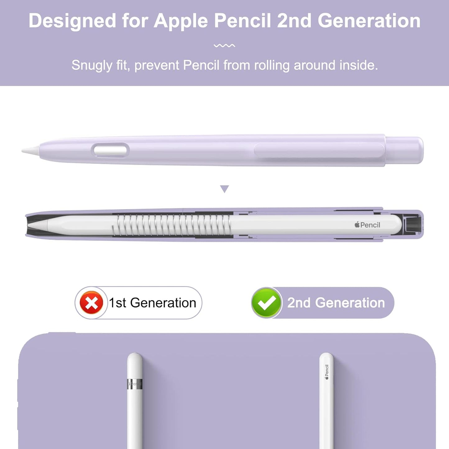 MoKo Holder Case Compatible with Apple Pencil 2nd Generation, Retractable Protective Apple Pencil Cover with Sturdy Clip, Hard PC Apple Pencil Case, Support Double-Tap, Dark Purple