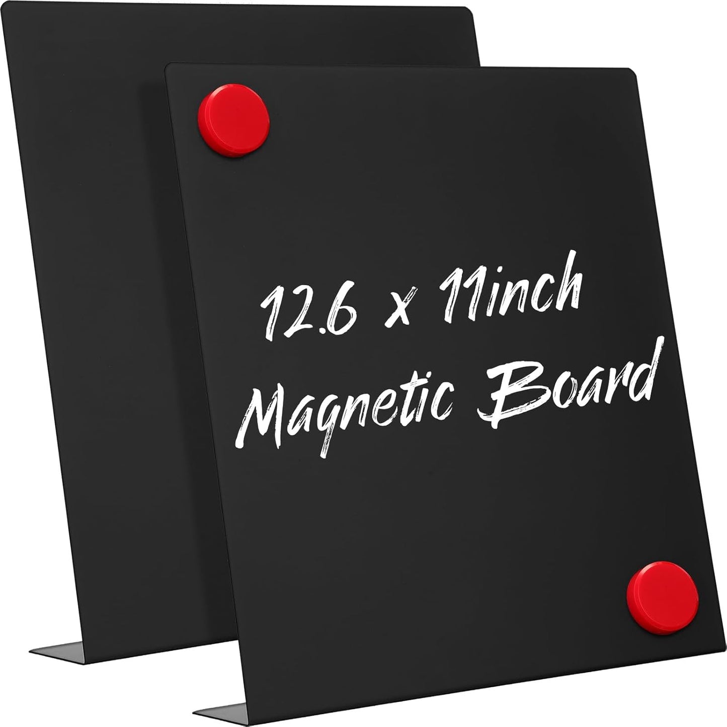 Fainne 1 Pc Magnetic Bulletin Board with Easel Stand Mini Magnet Metal Tabletop Memo Display Board for Back to School Menu Table Office Supplies (Black,11 x 8.5 Inches)