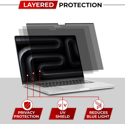 SightPro Magnetic Laptop Privacy Screen 14 Inch 16:9 - Patented Removable Laptop Privacy Filter Shield and Protector