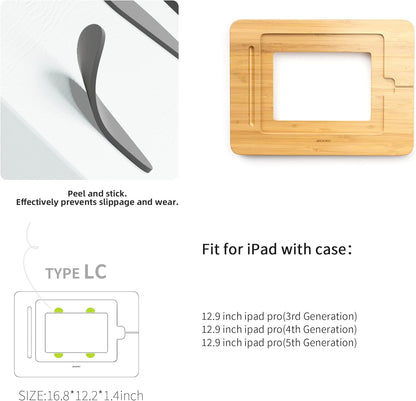 AFOOYO Bamboo Tablet Drawing Stand - Portable & Adjustable 5 Angles,Laptop Stands Riser, Book Reading Stand,Compatible with 9.7/10.2/10.5/10.9/11 inches