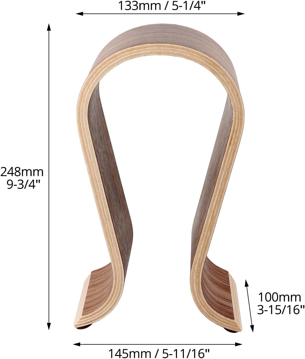 QWORK Wood Headphone Stand - Headset Holder, Arch Bridge Design - Universal Compatibility, Ear Headphones Hanger Holder, Stylish Desk Headset Holder for Headphones, Cables, Game Pads, QS32269