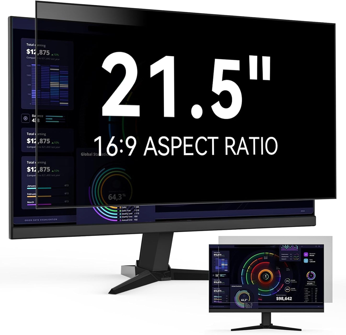 Laptop Privacy Screen 14 Inch Compatible with HP/Dell/Acer/Samsung/Asus/Lenovo/Toshiba,16:10 Aspect Removable Anti Glare Blue Light Filter Protector, 14 in Laptop Privacy Screen Shield