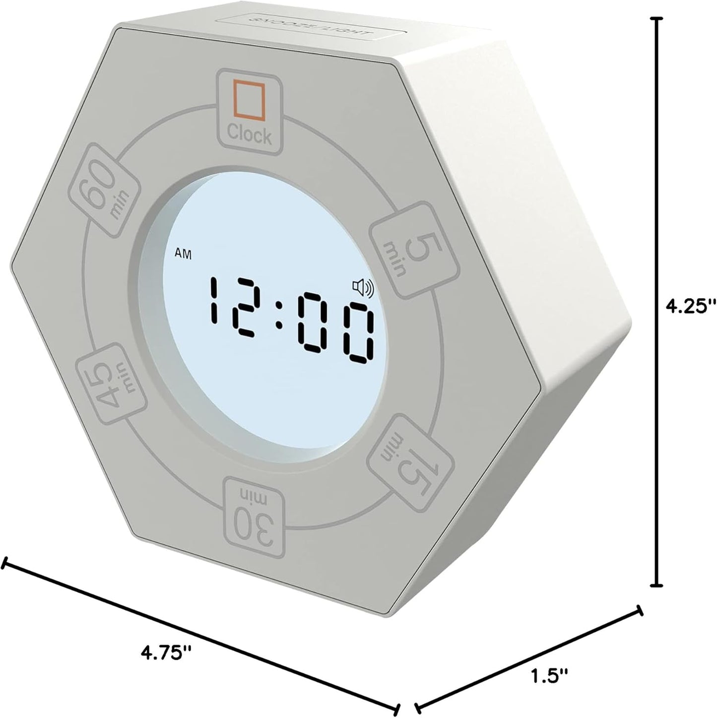 Home & Office Timer with Clock, 5,15, 30, 45, 60 Minute Preset Countdown Timer, Easy-to-Use Time Management Tool (Cyan)