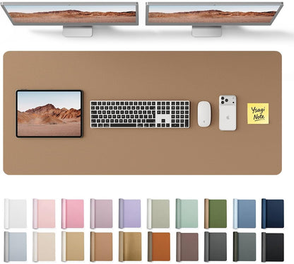 YSAGi Leather Desk Pad Protector, Large Mouse Pad, Non-Slip PU Leather Desk Blotter, Waterproof Writing Pad for Office and Home (31.5" x 15.8", Eggshell) - Colors A