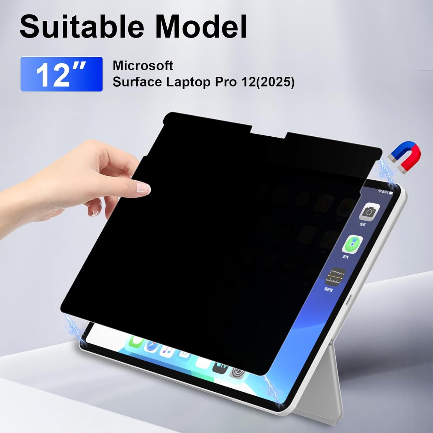 13.8 Inch Magnetic Privacy Screen for Microsoft Surface Laptop 7, Removable Anti Glare Screen Protector, Blue Light Computer Filter, Anti Spy Easy Install
