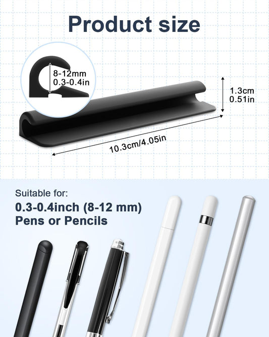 eZAKKA 2PCS Silicone Pencil Holder, Stylus Holder For Stylus Pens,For Most Pens,Pencils,Self-Adhesive Stick To Notebooks,Diary, Desks,Tablet, Black