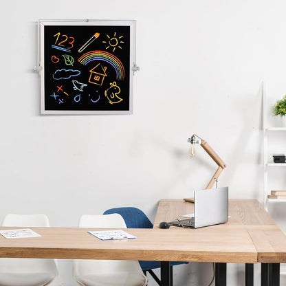 Small Magnetic Chalk Board Easel 10"X10", Double-Sided Tabletop & Wall Hanging Chalkboard with 4 Chalks & Eraser, Desktop Mini Black Board Sign for Office Desk Home Menu and School
