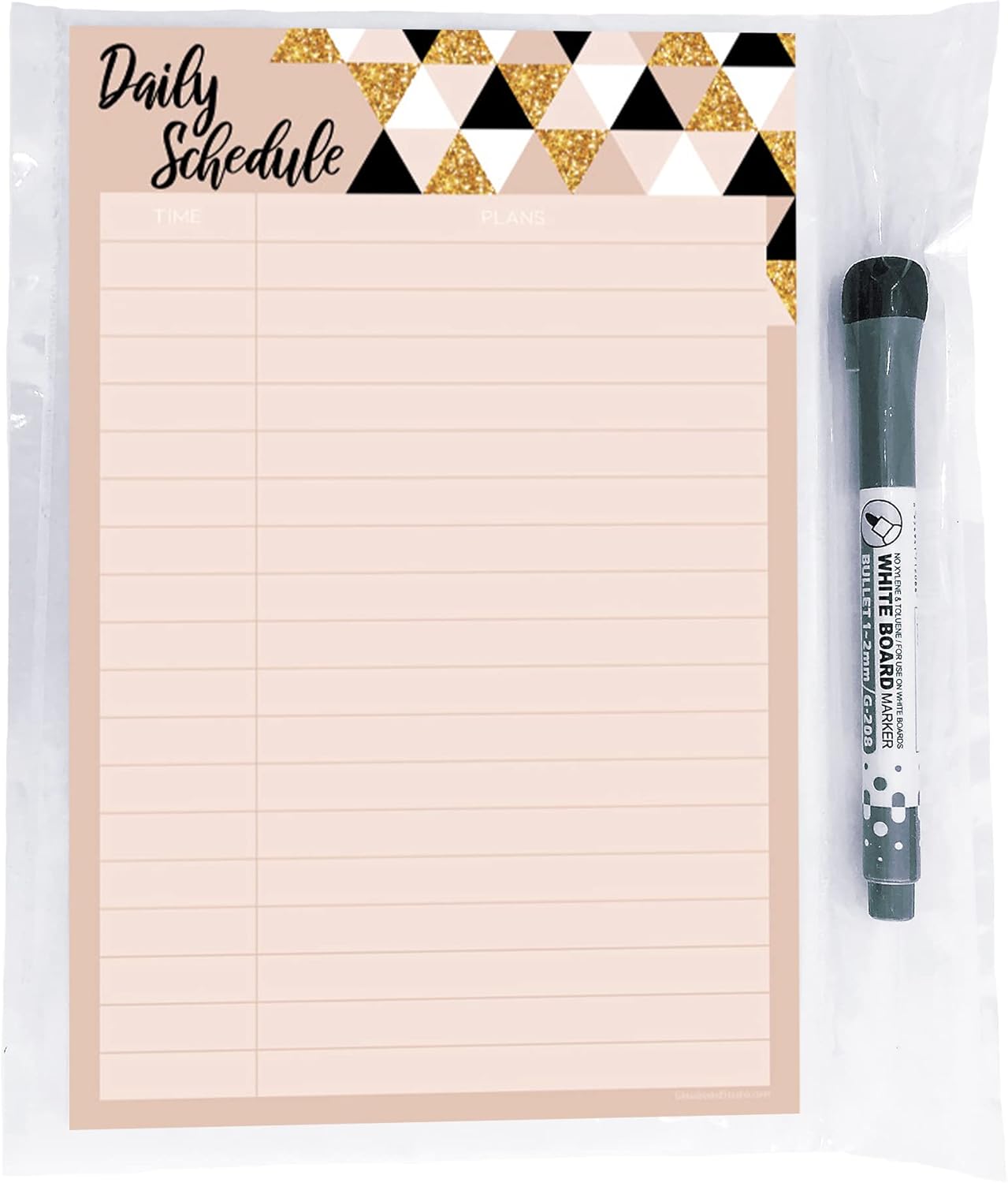 Dry Erase Daily Schedule Planner Sticker Decal by Glassboard Studio | Removable & Reusable | Magnetic Fine-Tip Marker Included (9 x 12 inches, White)