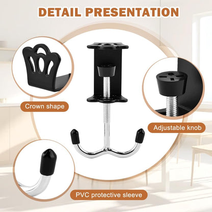 3 Pack Purse Hook for Table&Desk,100lb Capacity High-Strength Alloy Hanger,Multi-Use Desk Hooks with Adjustable Clamp-On Design for Handbag,Backpack,Headphone,Space-Saving Office Table Accessories