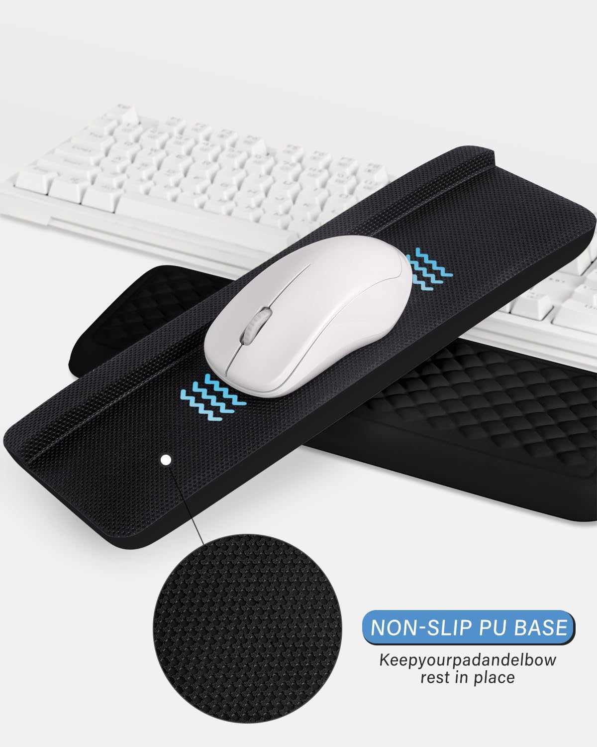 ITNRSIIET 2-Piece L Shaped Split-Design Desk Elbow Pad, Dual-Zone Support, Tri-Zone Relief for Elbow/Forearm/Wrist, Adaptive to All Desk Geometry, Non-Slip Laser-Engraved Base, Timeless Black