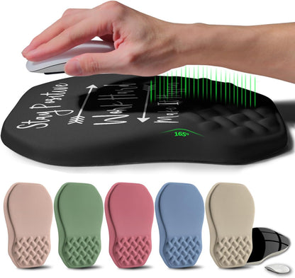 Ergonomic Raised Mouse Pad Wrist Support with Bilateral Slope Memory Foam Mousepad for Wrist Rest and Carpal Tunnel Pain Relief 11.8x7.9〃 Black