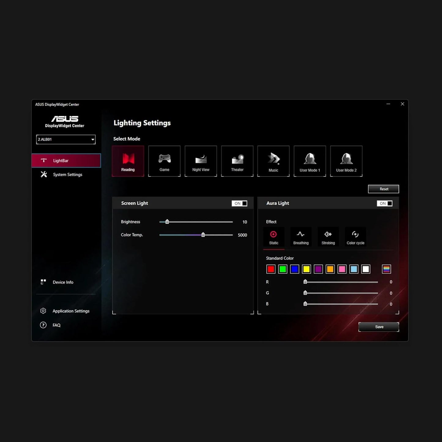 ASUS ROG Aura Monitor Light Bar (ALB01) - Asymmetrical Lighting bar, 3 Modes, RGB Lighting, USB-C, Patented clamp, Magnetic Buckle, Aura Sync Compatible, DisplayWidget Center, Quick Installation