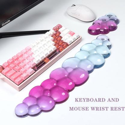 Clear Gel Wrist Rest for Keyboard and Mouse, Green Silicone Mouse Wrist Rest Set, Cute Ergonomic Wrist Rest for Keyboard 60%/75%(Green)