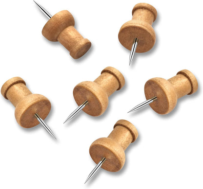 40Pcs Wood Push Pins, Decorative Thumb Tacks, Wooden Pins and Tacks, Cork Board Thumbtacks, Cute Thumbtack for Wall and Bulletin Board, Map Pins