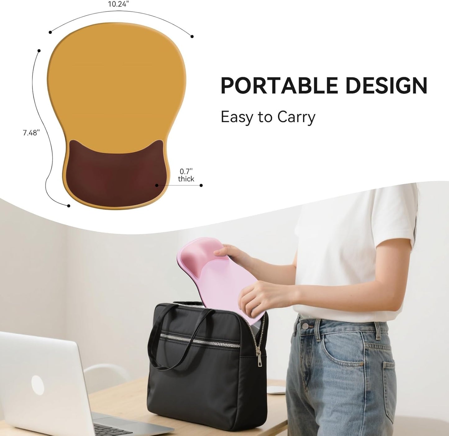 Ergonomic Mouse Pad with Wrist Rest,Cute Gel Mousepad Wrist Support - Small Mini Portable for Travel Mouse Pads for Desk Laptop,Computer,Office & Home Decor (Pink&Light Pink)
