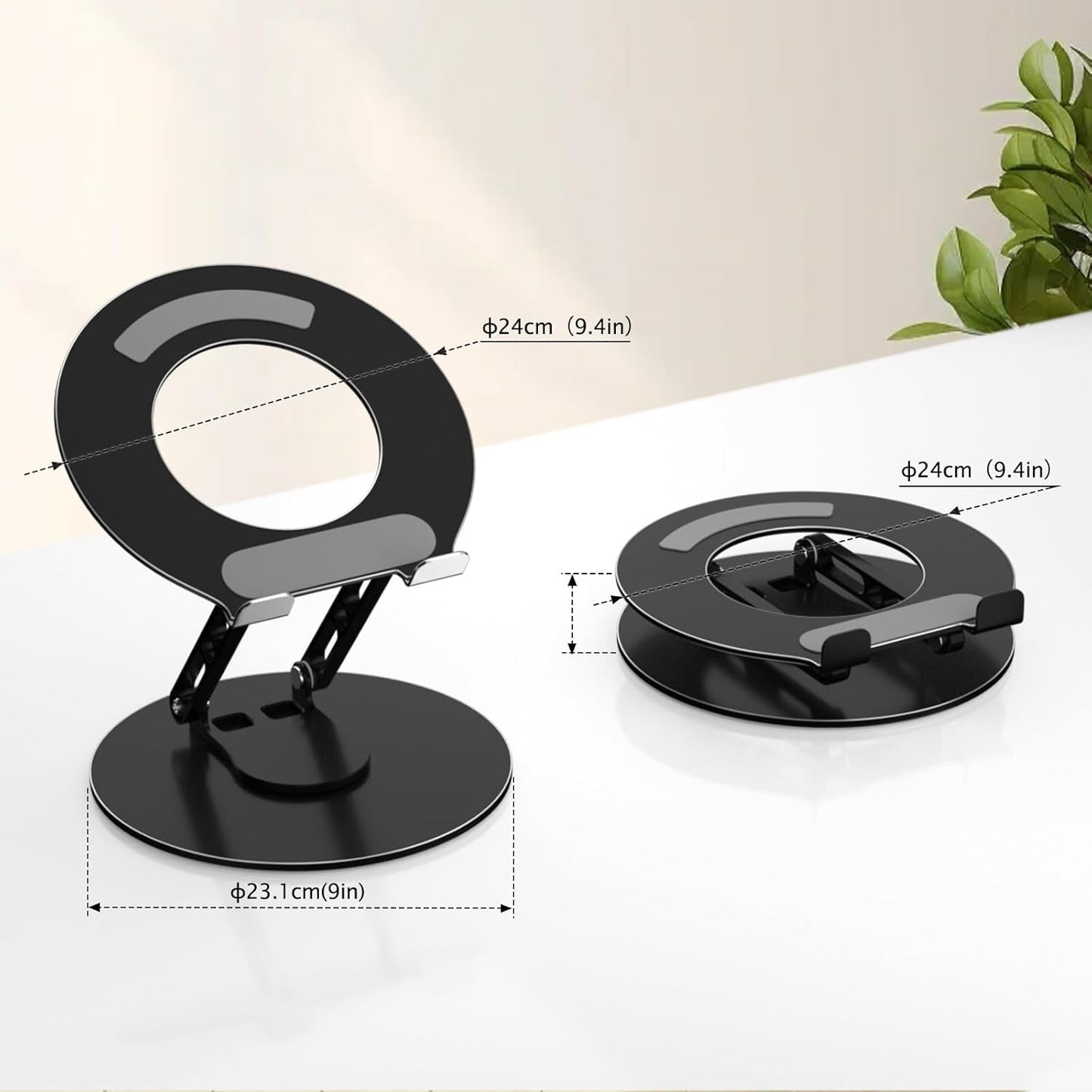 Laptop Stand for Desk Adjustable Computer Stand with 360 Rotating Base Ergonomic Laptop Riser Mount for Desk Foldable Protable Computer Desk Fits with MacBook Pro Air, Rectangle
