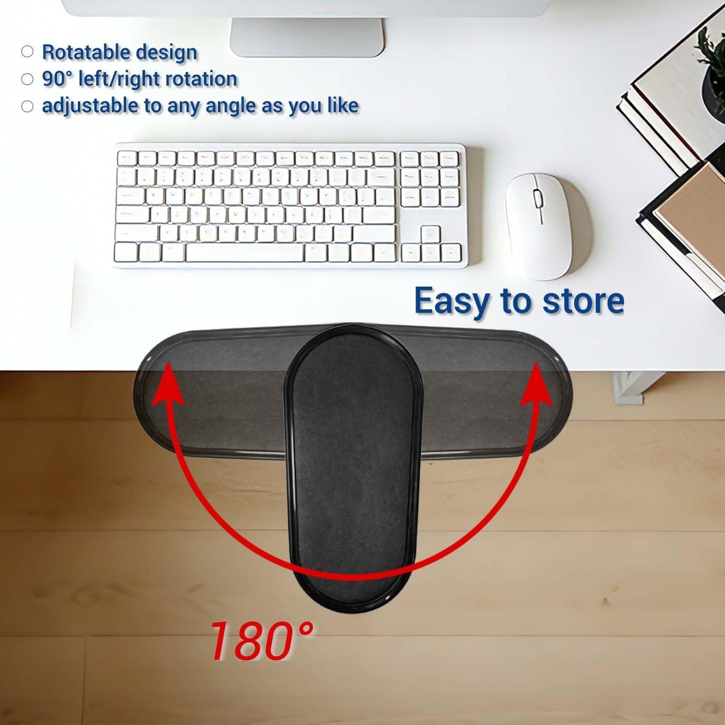 Arm Rest for Desk,Rotating Adjustable Computer Desk Armrest Extender Tray,Ergonomic Elbow Support Relieve Stress,Eliminate Pain,Reduce Office Occupational Chronic