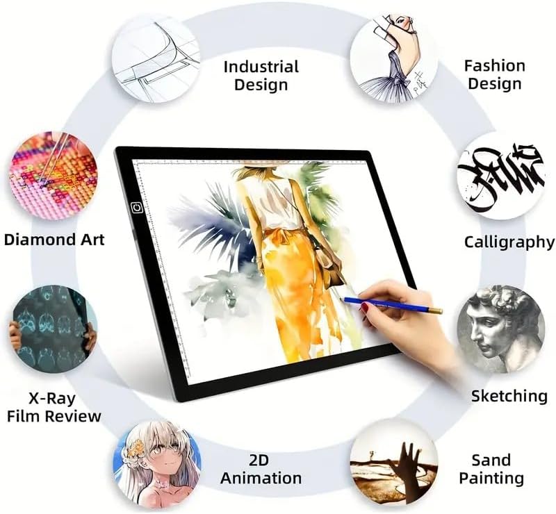 Huacan LED Light Pad Board for Diamond Painting Tablet Ultrathin 3 Level Dimmable Portable USB Charging Apply to Diamond Art Kits