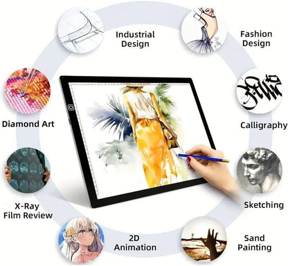 Huacan LED Light Pad Board for Diamond Painting Tablet Ultrathin 3 Level Dimmable Portable USB Charging Apply to Diamond Art Kits