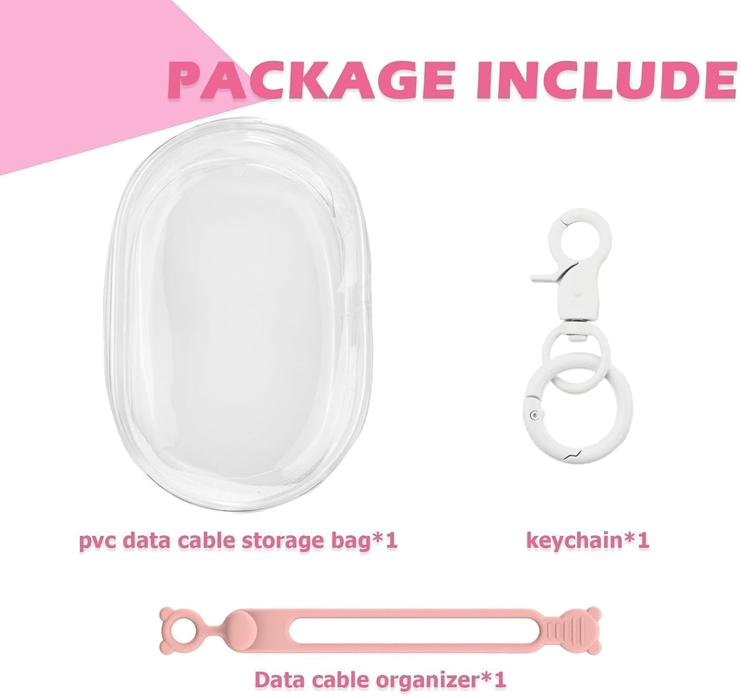 Linsaner 1|2|4 Pack Available Storage Bag for Organizing Data Cables, Earphone, Chargers, Keys, Change, Blind Box Doll Transparent Display Bag, Tech Pouch (Black, 1 Pack)