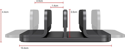 JOKItech Dual Aluminum Vertical Laptop Stand Organizer, Sturdy Notebook Computer Holder Stand Compatible with New Liquid Retina XDR Apple MacBook Air/Pro/Neo, Mac mini, Apple TV & iPad Pro - Spacegray