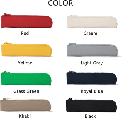 Canvas Pencil Case Small Pencil Pouch Slim Lightweight Pen Case Holder Cute Zipper Bag for School Office